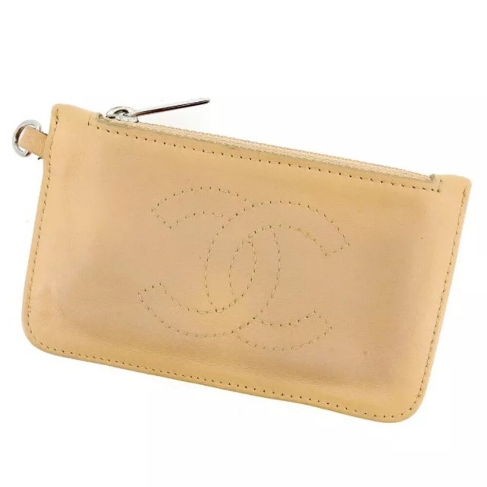 Chanel Wallet Purse Coin Purse COCO Beige Woman Authentic Used